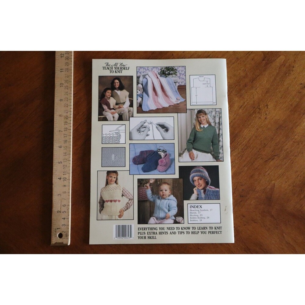 THE ALL NEW TEACH YOURSELF TO KNIT Evie Rosen Leisure Arts Booklet #623 Vintage - Picture 2 of 8